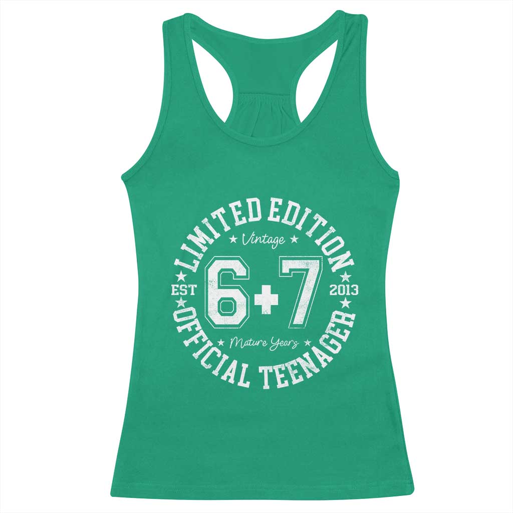 Funny 67 13th Birthday Racerback Tank Top Est 2013 Limited Edition Official Teenager TS11 Irish Green Print Your Wear