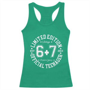 Funny 67 13th Birthday Racerback Tank Top Est 2013 Limited Edition Official Teenager TS11 Irish Green Print Your Wear