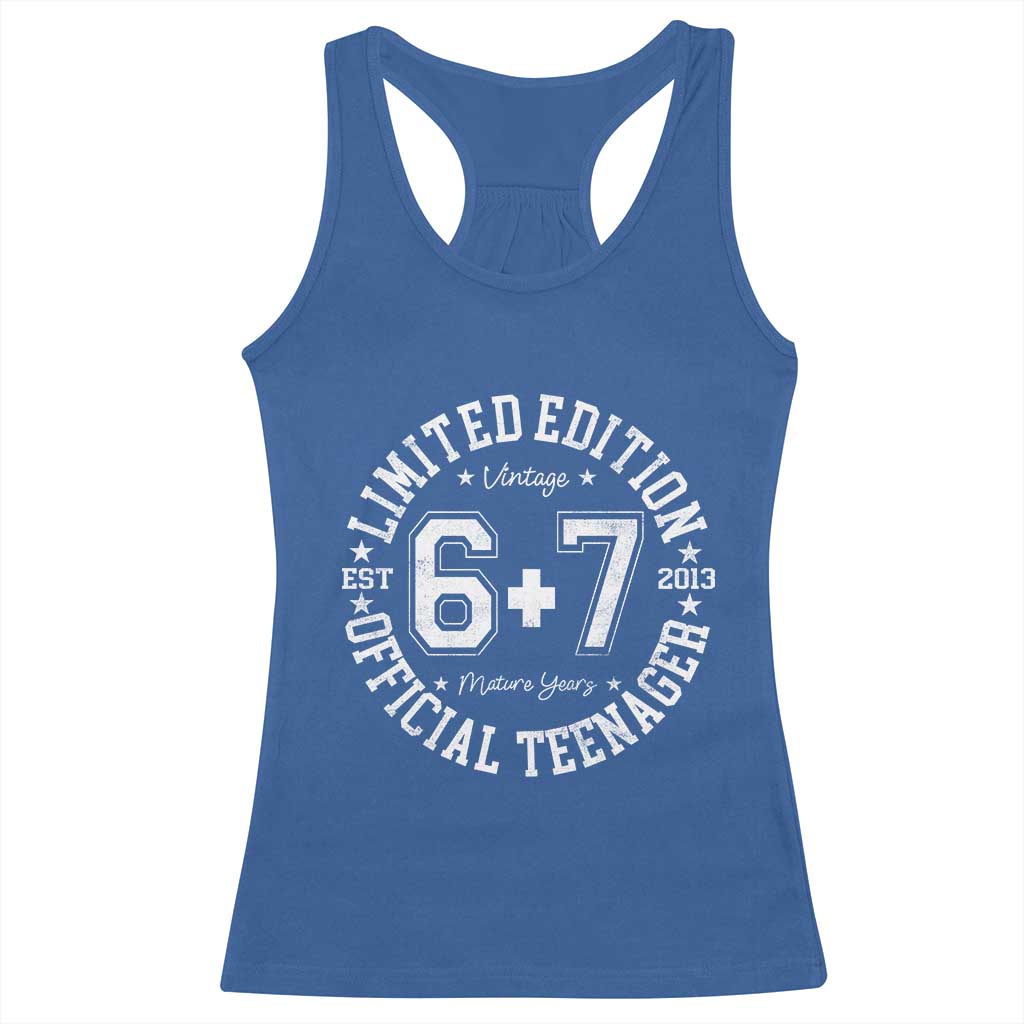 Funny 67 13th Birthday Racerback Tank Top Est 2013 Limited Edition Official Teenager TS11 Royal Blue Print Your Wear