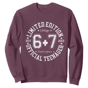 Funny 67 13th Birthday Sweatshirt Est 2013 Limited Edition Official Teenager TS11 Maroon Print Your Wear