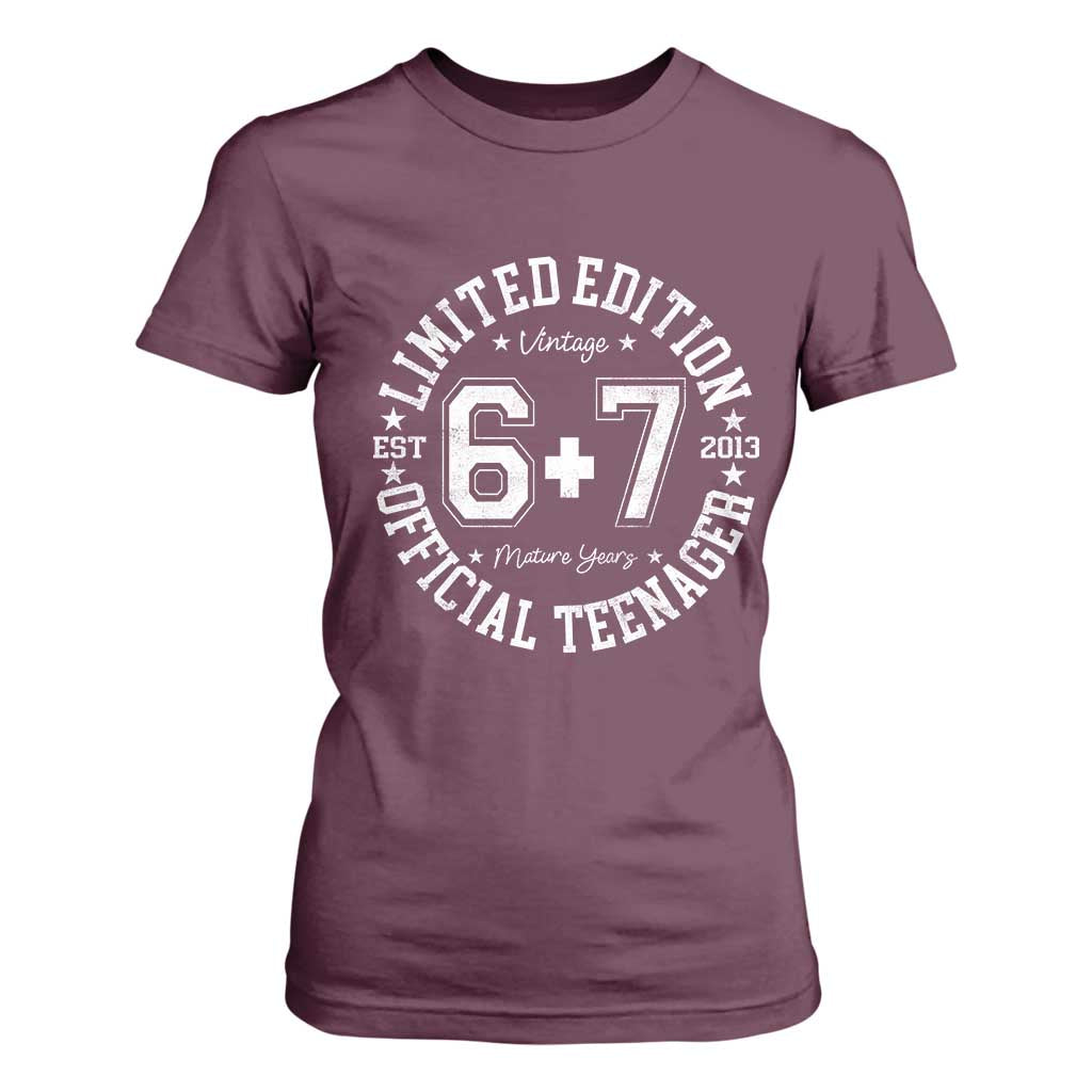 Funny 67 13th Birthday T Shirt For Women Est 2013 Limited Edition Official Teenager TS11 Maroon Print Your Wear