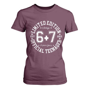 Funny 67 13th Birthday T Shirt For Women Est 2013 Limited Edition Official Teenager TS11 Maroon Print Your Wear