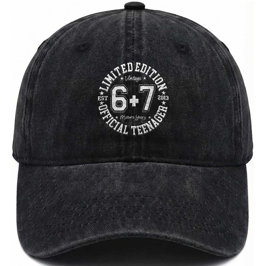 Funny 67 13th Birthday Washed Cotton Baseball Cap Est 2013 Limited Edition Official Teenager