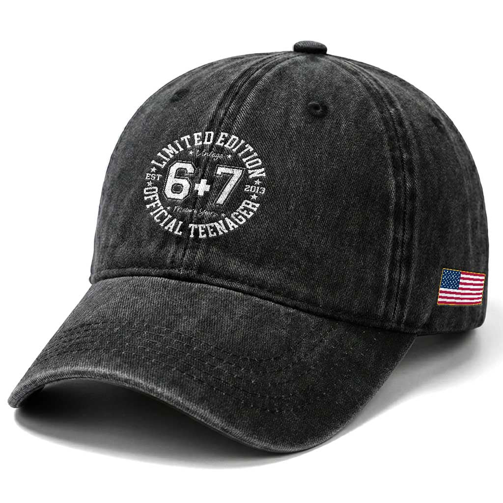 Funny 67 13th Birthday Washed Cotton Baseball Cap Est 2013 Limited Edition Official Teenager