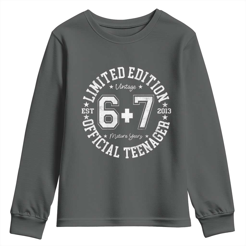 Funny 67 13th Birthday Youth Sweatshirt Est 2013 Limited Edition Official Teenager TS11 Dark Heather Print Your Wear