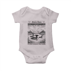 Funny Stupid Canadian Wolf Bird Baby Onesie Funny Common Loon Newspaper LGBT Hockey TS11 Ice Gray Print Your Wear