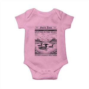 Funny Stupid Canadian Wolf Bird Baby Onesie Funny Common Loon Newspaper LGBT Hockey TS11 Light Pink Print Your Wear