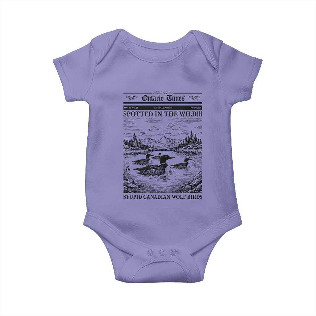 Funny Stupid Canadian Wolf Bird Baby Onesie Funny Common Loon Newspaper LGBT Hockey TS11 Violet Print Your Wear