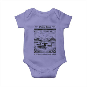 Funny Stupid Canadian Wolf Bird Baby Onesie Funny Common Loon Newspaper LGBT Hockey TS11 Violet Print Your Wear