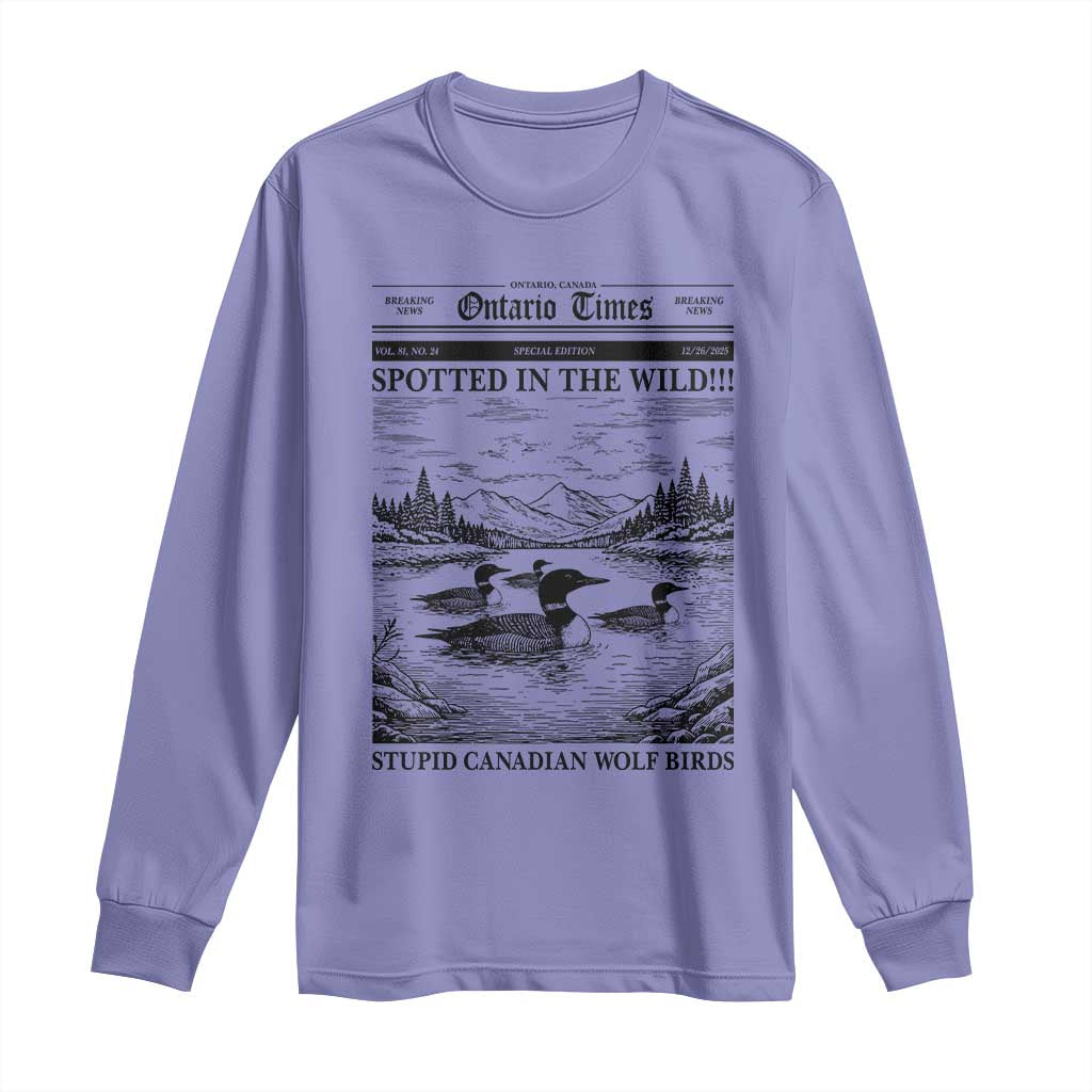 Funny Stupid Canadian Wolf Bird Long Sleeve Shirt Funny Common Loon Newspaper LGBT Hockey TS11 Violet Print Your Wear