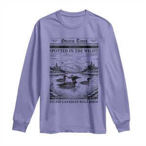 Funny Stupid Canadian Wolf Bird Long Sleeve Shirt Funny Common Loon Newspaper LGBT Hockey TS11 Violet Print Your Wear