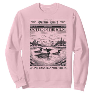 Funny Stupid Canadian Wolf Bird Sweatshirt Funny Common Loon Newspaper LGBT Hockey TS11 Light Pink Print Your Wear