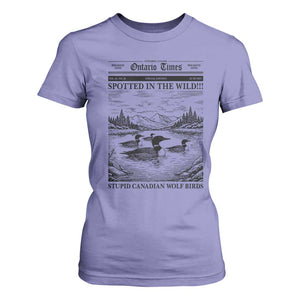 Funny Stupid Canadian Wolf Bird T Shirt For Women Funny Common Loon Newspaper LGBT Hockey TS11 Violet Print Your Wear