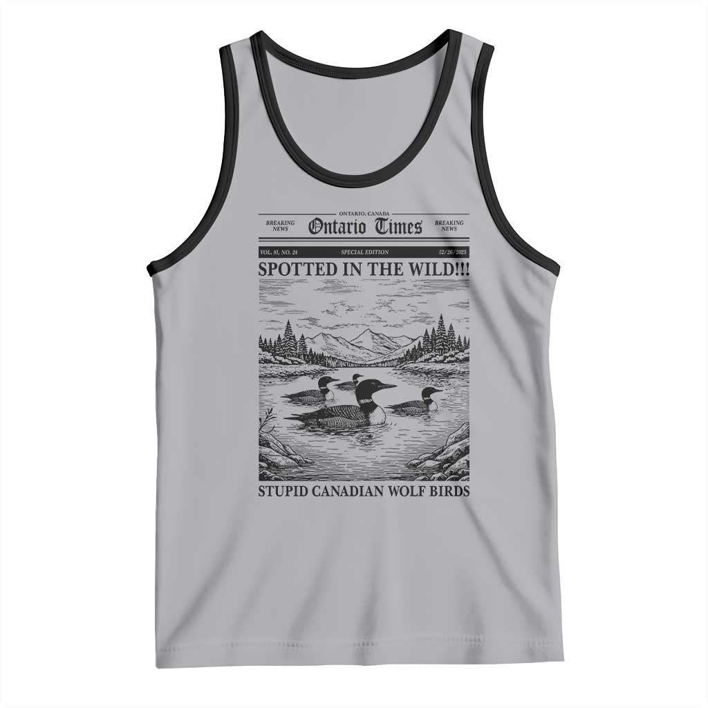 Funny Stupid Canadian Wolf Bird Tank Top Funny Common Loon Newspaper LGBT Hockey TS11 Athletic Heather Black Print Your Wear