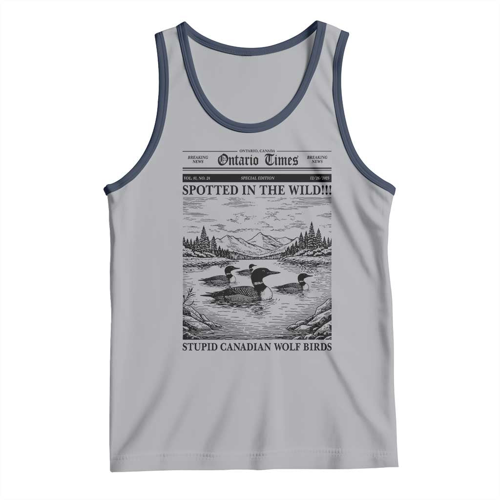 Funny Stupid Canadian Wolf Bird Tank Top Funny Common Loon Newspaper LGBT Hockey TS11 Athletic Heather Navy Print Your Wear