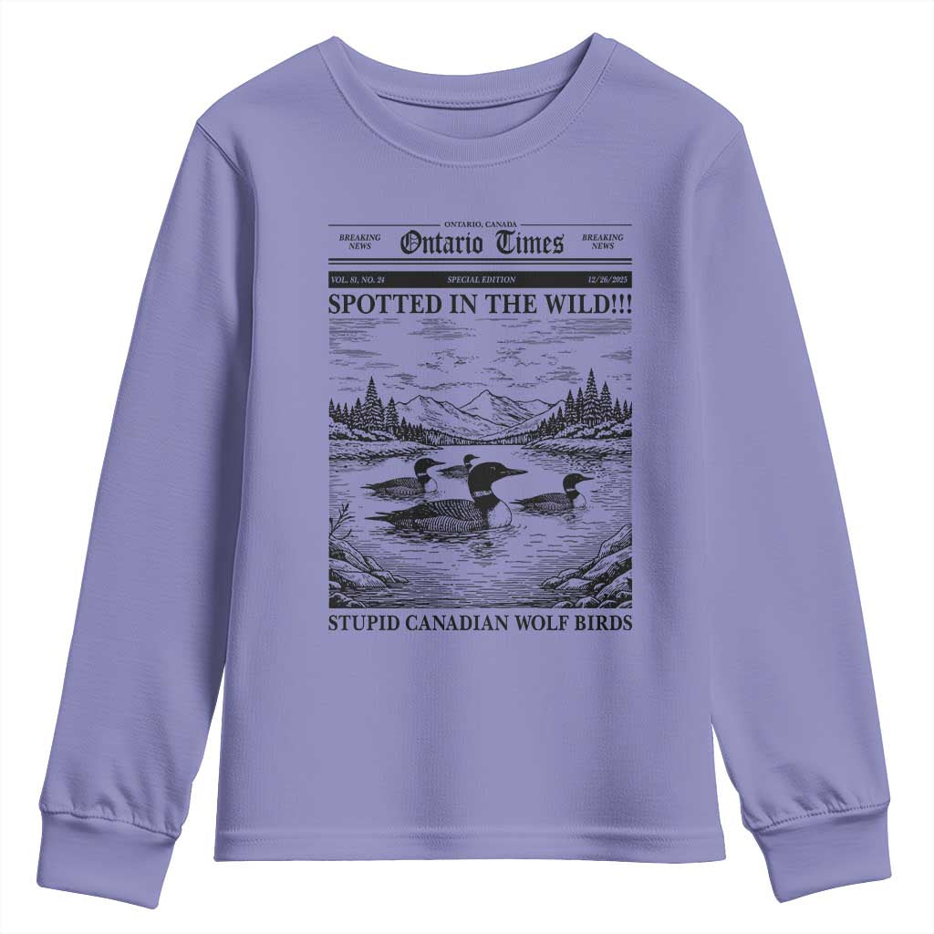 Funny Stupid Canadian Wolf Bird Youth Sweatshirt Funny Common Loon Newspaper LGBT Hockey TS11 Violet Print Your Wear