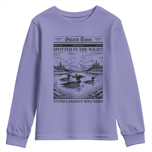 Funny Stupid Canadian Wolf Bird Youth Sweatshirt Funny Common Loon Newspaper LGBT Hockey TS11 Violet Print Your Wear