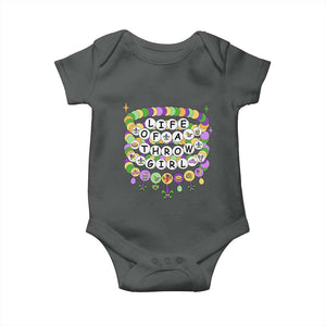Funny Mardi Gras Throw Girl Life Baby Onesie Friendship Bracelet Beads TS11 Dark Heather Print Your Wear