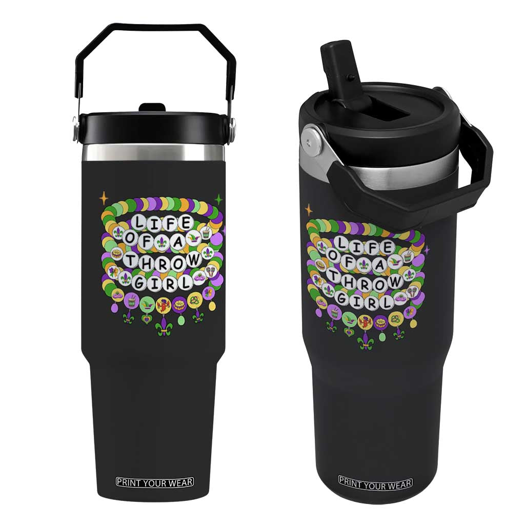Funny Mardi Gras Throw Girl Life Flip Straw Tumbler Friendship Bracelet Beads TS11 One Size: 30 oz Black Print Your Wear