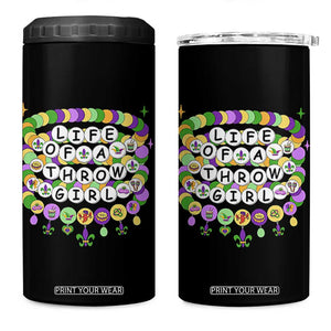 Funny Mardi Gras Throw Girl Life 4 in 1 Can Cooler Tumbler Friendship Bracelet Beads TS11 One Size: 16 oz Black Print Your Wear