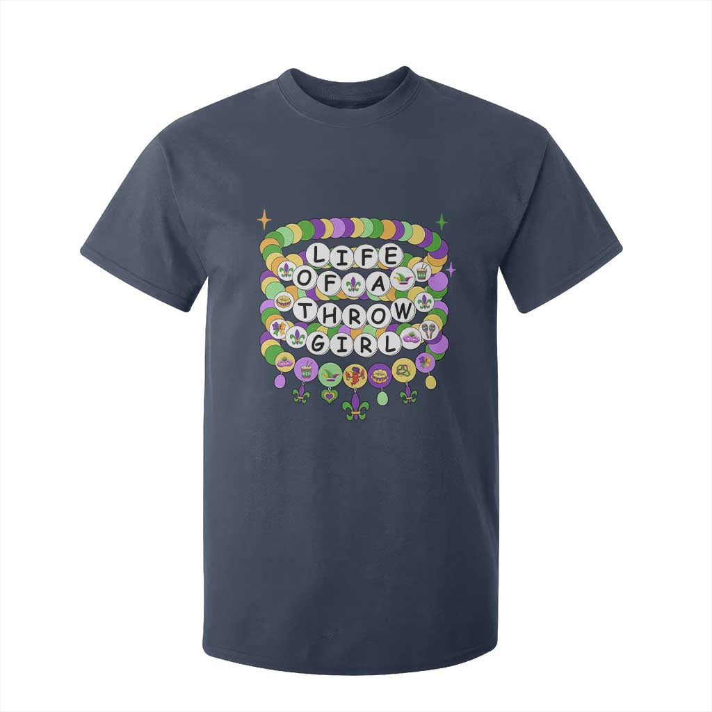 Funny Mardi Gras Throw Girl Life T Shirt For Kid Friendship Bracelet Beads TS11 Navy Print Your Wear