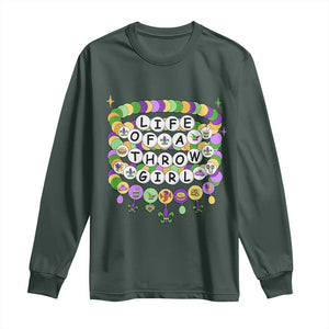 Funny Mardi Gras Throw Girl Life Long Sleeve Shirt Friendship Bracelet Beads TS11 Dark Forest Green Print Your Wear