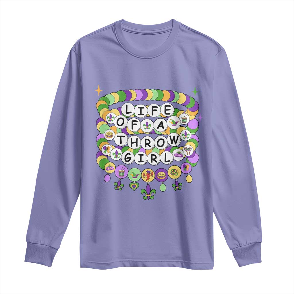Funny Mardi Gras Throw Girl Life Long Sleeve Shirt Friendship Bracelet Beads TS11 Violet Print Your Wear