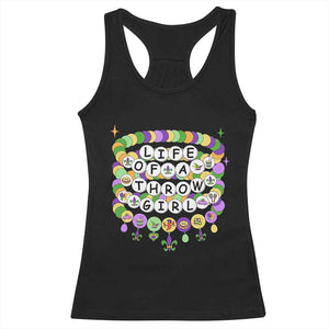 Funny Mardi Gras Throw Girl Life Racerback Tank Top Friendship Bracelet Beads TS11 Black Print Your Wear