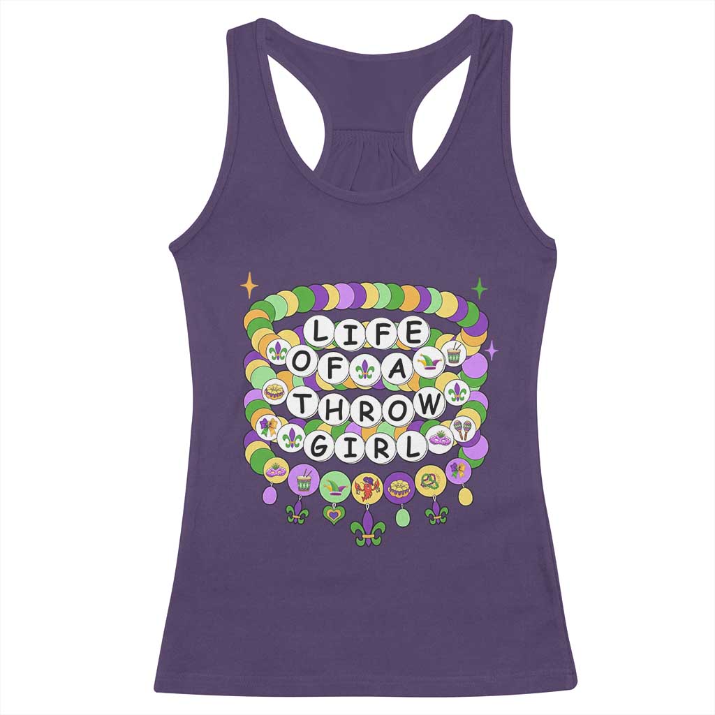 Funny Mardi Gras Throw Girl Life Racerback Tank Top Friendship Bracelet Beads TS11 Purple Print Your Wear