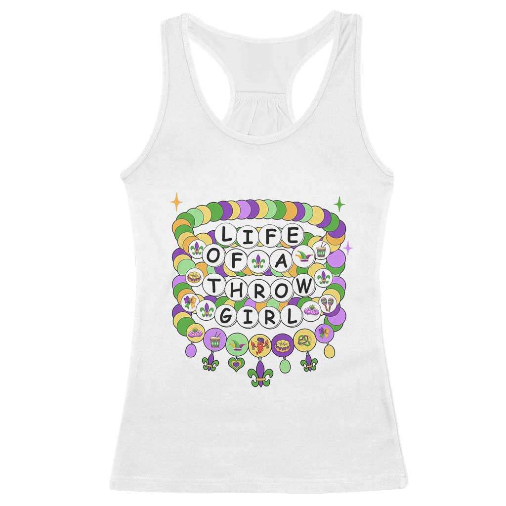 Funny Mardi Gras Throw Girl Life Racerback Tank Top Friendship Bracelet Beads TS11 White Print Your Wear