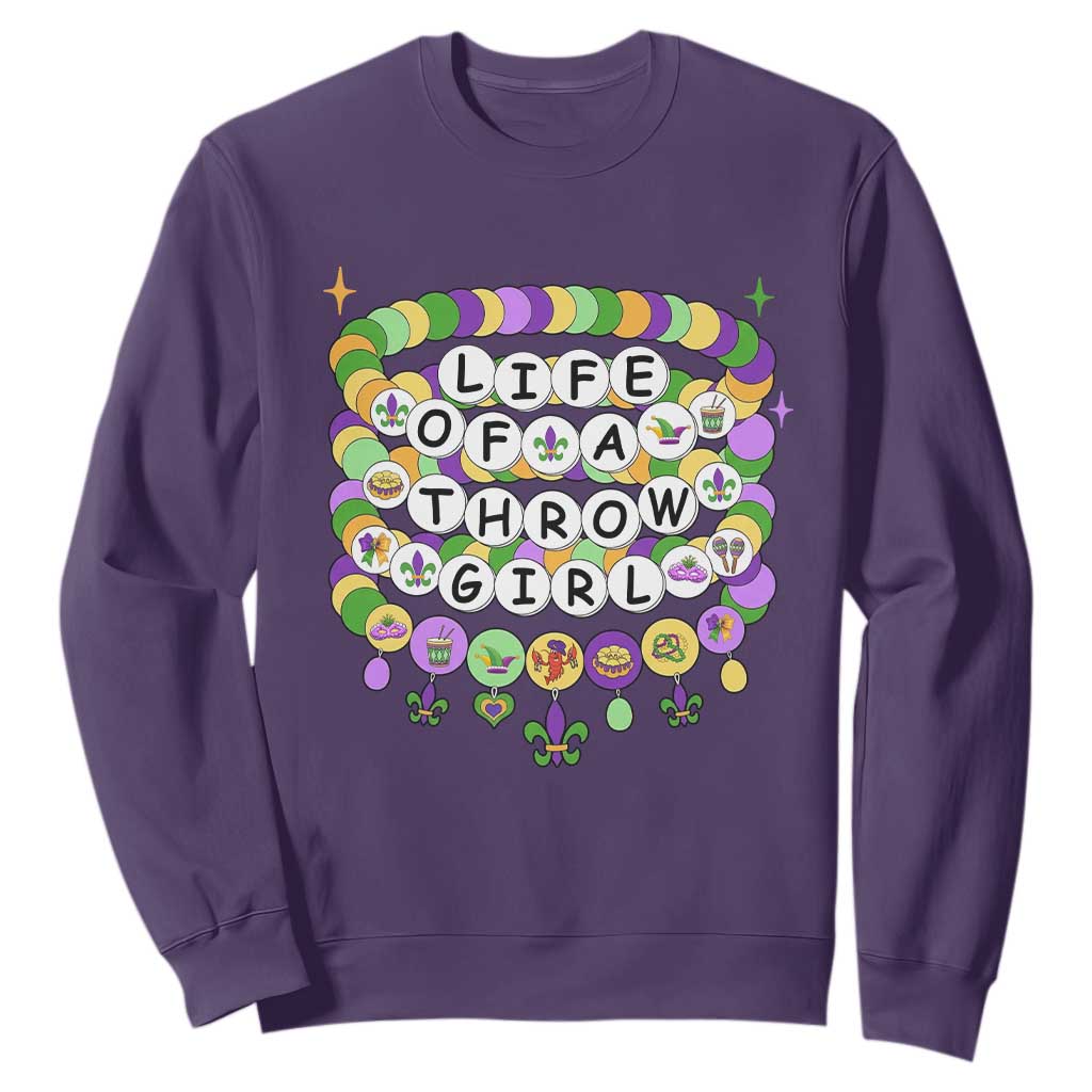 Funny Mardi Gras Throw Girl Life Sweatshirt Friendship Bracelet Beads TS11 Purple Print Your Wear