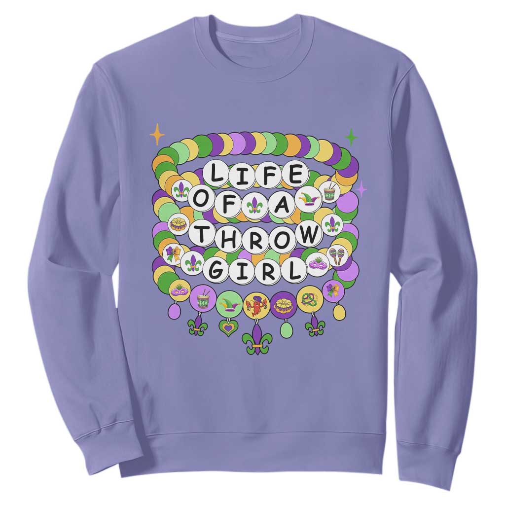 Funny Mardi Gras Throw Girl Life Sweatshirt Friendship Bracelet Beads TS11 Violet Print Your Wear