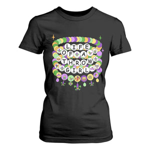 Funny Mardi Gras Throw Girl Life T Shirt For Women Friendship Bracelet Beads TS11 Black Print Your Wear
