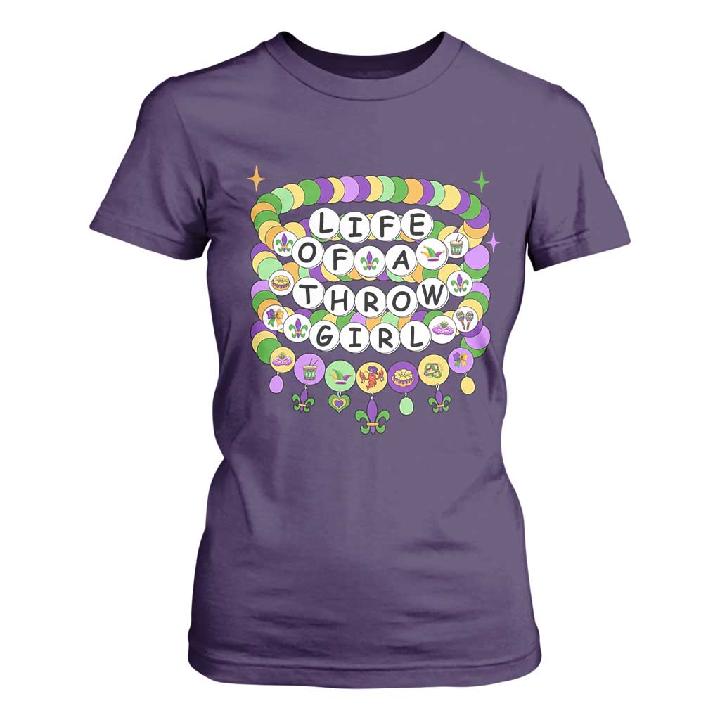 Funny Mardi Gras Throw Girl Life T Shirt For Women Friendship Bracelet Beads TS11 Purple Print Your Wear