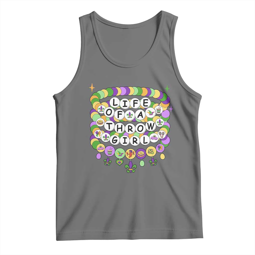Funny Mardi Gras Throw Girl Life Tank Top Friendship Bracelet Beads TS11 Black Heather Print Your Wear