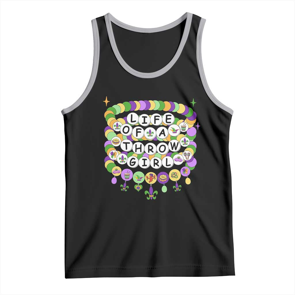 Funny Mardi Gras Throw Girl Life Tank Top Friendship Bracelet Beads TS11 Black Athletic Heather Print Your Wear