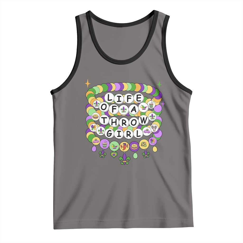 Funny Mardi Gras Throw Girl Life Tank Top Friendship Bracelet Beads TS11 Deep Heather Black Print Your Wear