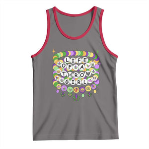 Funny Mardi Gras Throw Girl Life Tank Top Friendship Bracelet Beads TS11 Deep Heather Red Print Your Wear