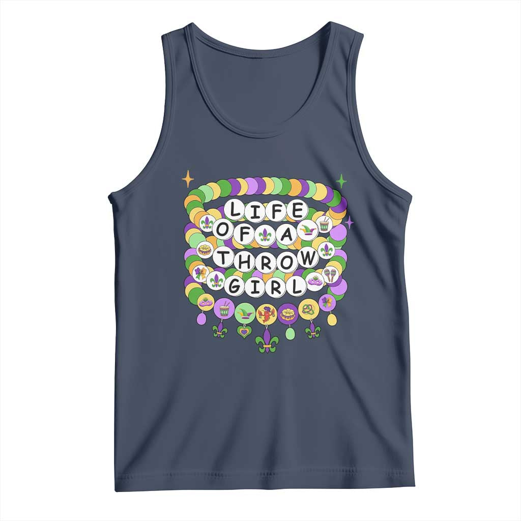 Funny Mardi Gras Throw Girl Life Tank Top Friendship Bracelet Beads TS11 Navy Print Your Wear