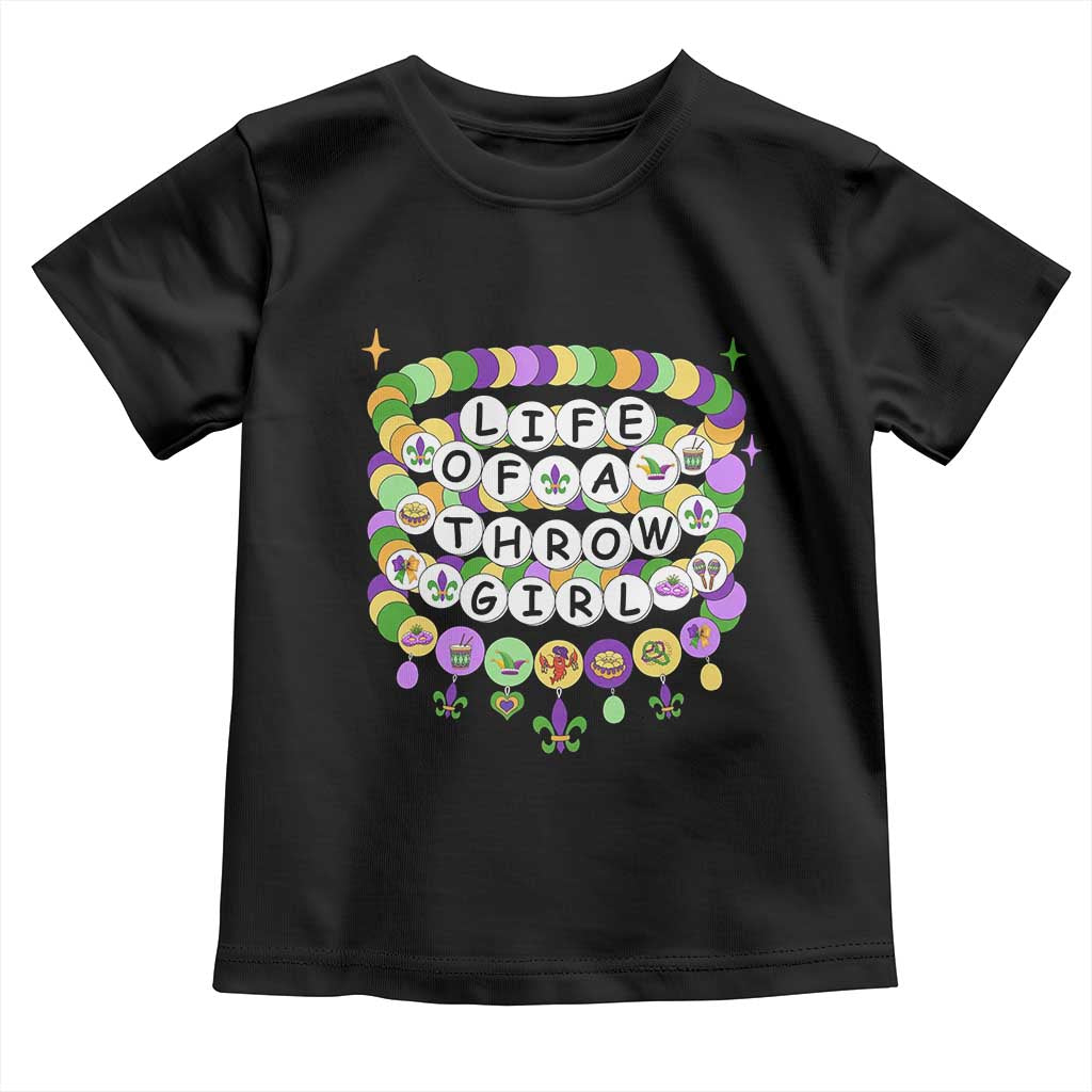 Funny Mardi Gras Throw Girl Life Toddler T Shirt Friendship Bracelet Beads TS11 Black Print Your Wear