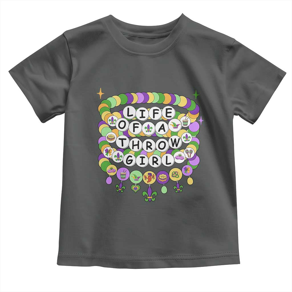 Funny Mardi Gras Throw Girl Life Toddler T Shirt Friendship Bracelet Beads TS11 Dark Heather Print Your Wear