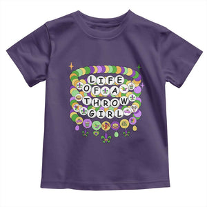 Funny Mardi Gras Throw Girl Life Toddler T Shirt Friendship Bracelet Beads TS11 Purple Print Your Wear