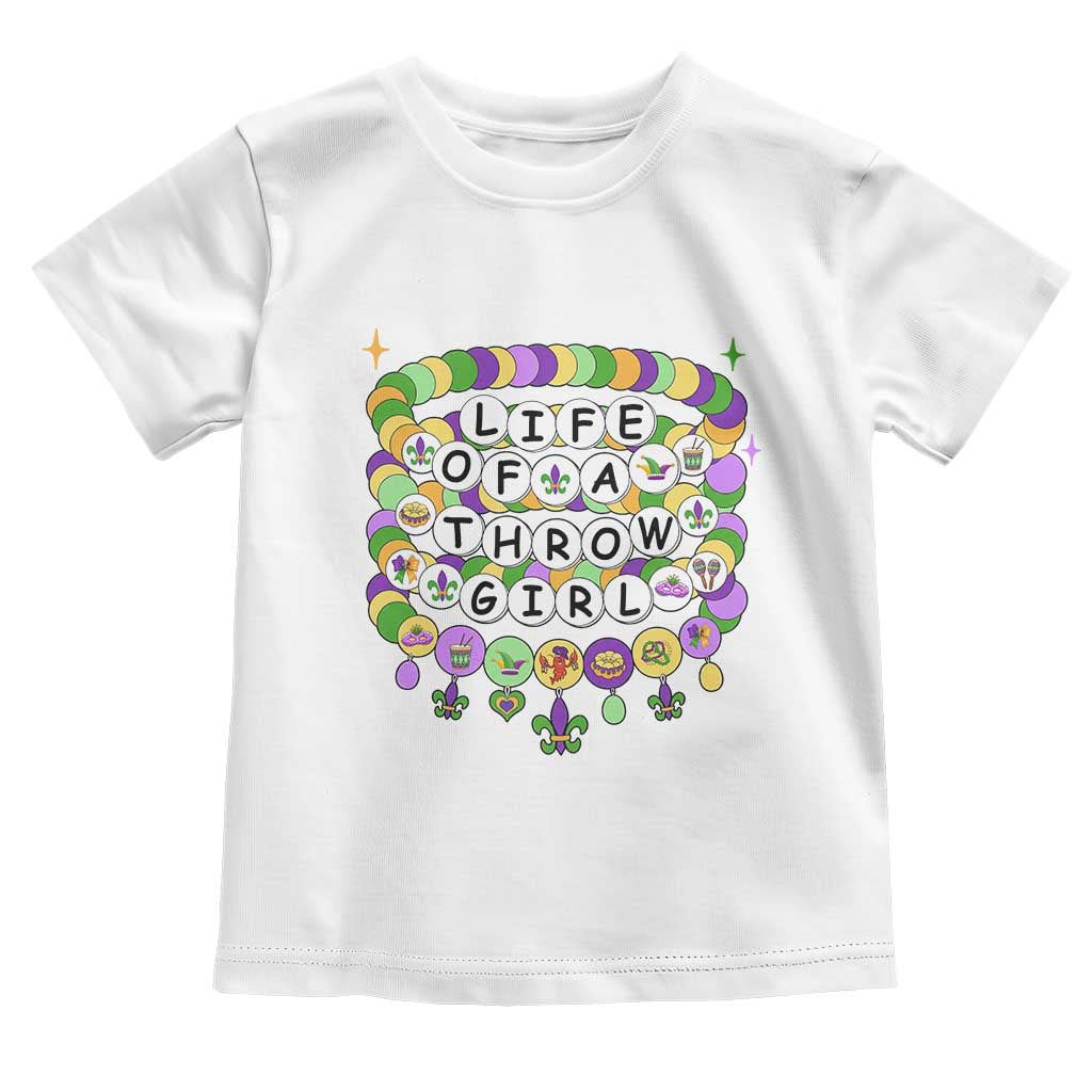 Funny Mardi Gras Throw Girl Life Toddler T Shirt Friendship Bracelet Beads TS11 White Print Your Wear