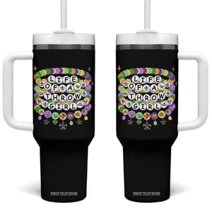 Funny Mardi Gras Throw Girl Life Tumbler With Handle Friendship Bracelet Beads TS11 One Size: 40 oz Black Print Your Wear