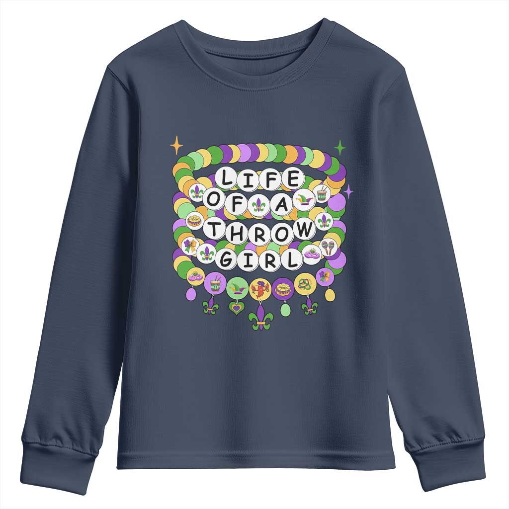 Funny Mardi Gras Throw Girl Life Youth Sweatshirt Friendship Bracelet Beads TS11 Navy Print Your Wear