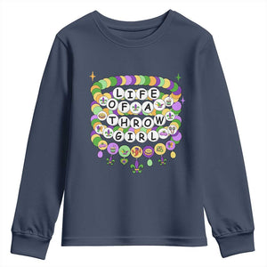Funny Mardi Gras Throw Girl Life Youth Sweatshirt Friendship Bracelet Beads TS11 Navy Print Your Wear