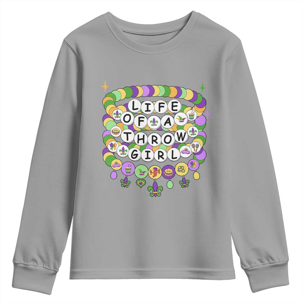 Funny Mardi Gras Throw Girl Life Youth Sweatshirt Friendship Bracelet Beads TS11 Sport Gray Print Your Wear