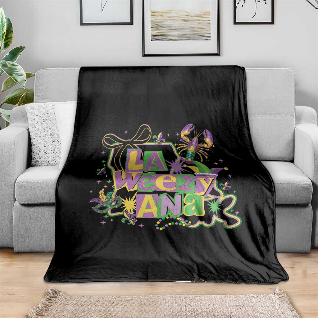 Funny Mardi Gras La Weezy Ana Throw Blanket New Orleans Festival Louisiana Map TS11 Print Your Wear