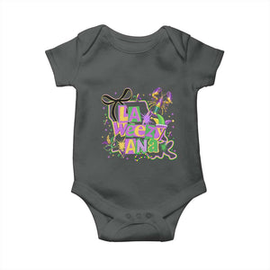 Funny Mardi Gras La Weezy Ana Baby Onesie New Orleans Festival Louisiana Map TS11 Dark Heather Print Your Wear