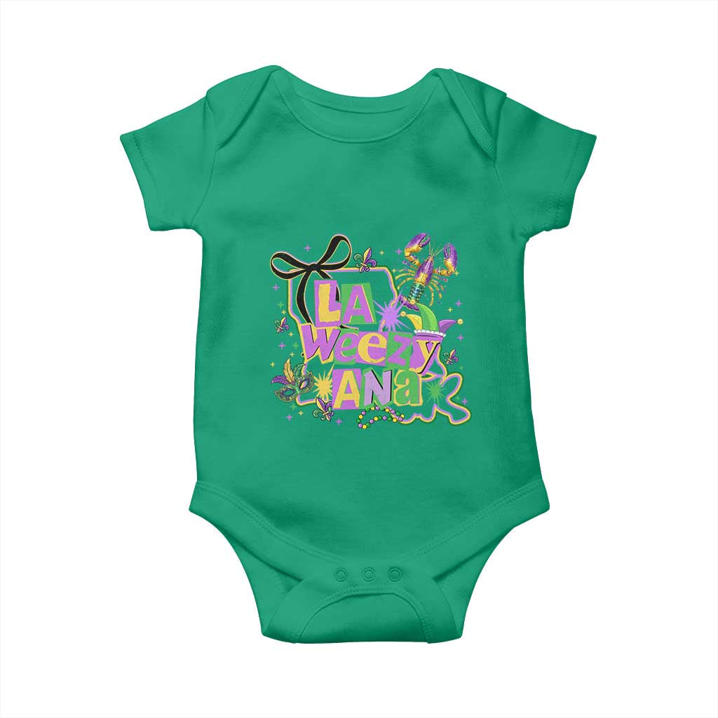 Funny Mardi Gras La Weezy Ana Baby Onesie New Orleans Festival Louisiana Map TS11 Irish Green Print Your Wear